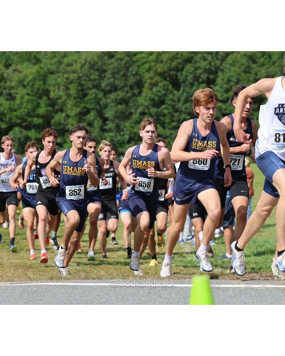 #858 Stephen MacLennan, UMass Dartmouth, 8k Run - Men (Gold-35:cap), P87, 26:34.92; #852 James Carriere, UMass Dartmouth, 8k Run - Men (Gold-35:cap), P126, 27:18.71; #81 Gabbie Mogavero, Connecticut College, 6k Run - Women (Navy-45:cap), P96, 26:41.91 - 2026 UMass Dartmouth XC Invitational - UMass Dartmouth - Dartmouth, Massachusetts - September 19, 2026 File: ./260919-2026-UMass-Dartmouth-XC-Invitational-89-398A5191.jpg #858 Stephen MacLennan, UMass Dartmouth, 8k Run - Men (Gold-35:cap), P87, 26:34.92; #852 James Carriere, UMass Dartmouth, 8k Run - Men (Gol…