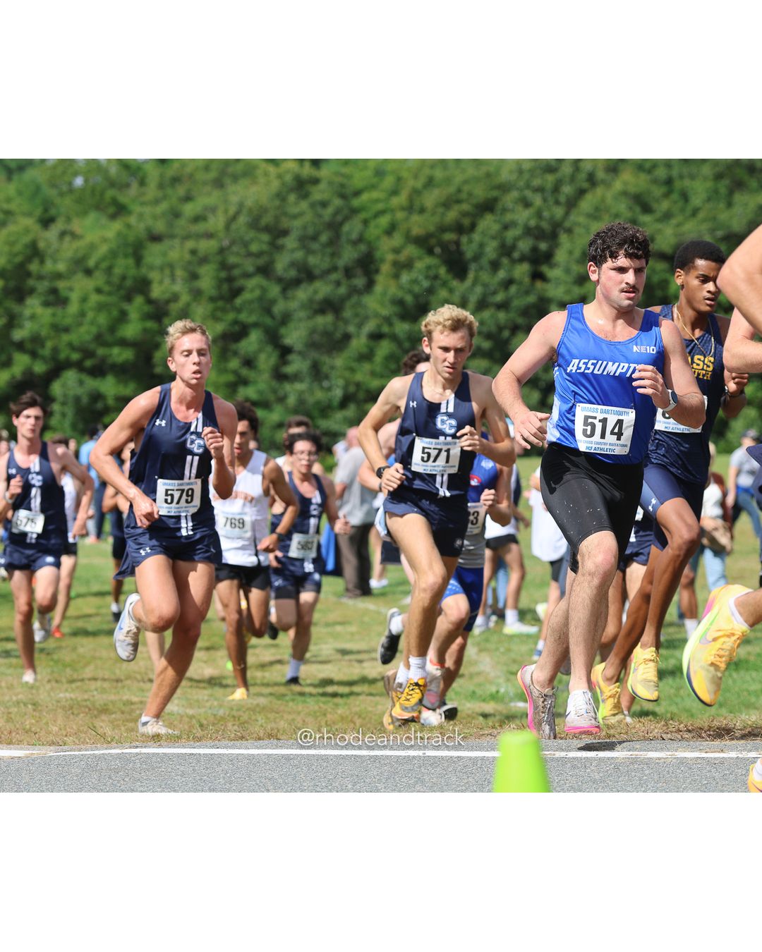 #514 Anthony Manna, Assumption, 8k Run - Men (Gold-35:cap), P135, 27:30.78; #571 Joshua Barzilai, Connecticut College, 8k Run - Men (Gold-35:cap), P121, 27:11.55; #579 Tristen McDonough, Connecticut College, 8k Run - Men (Gold-35:cap), P96, 26:41.04 - 2026 UMass Dartmouth XC Invitational - UMass Dartmouth - Dartmouth, Massachusetts - September 19, 2026 File: ./260919-2026-UMass-Dartmouth-XC-Invitational-94-398A5287.jpg #514 Anthony Manna, Assumption, 8k Run - Men (Gold-35:cap), P135, 27:30.78; #571 Joshua Barzilai, Connecticut College, 8k Run - Men (Gold-3…
