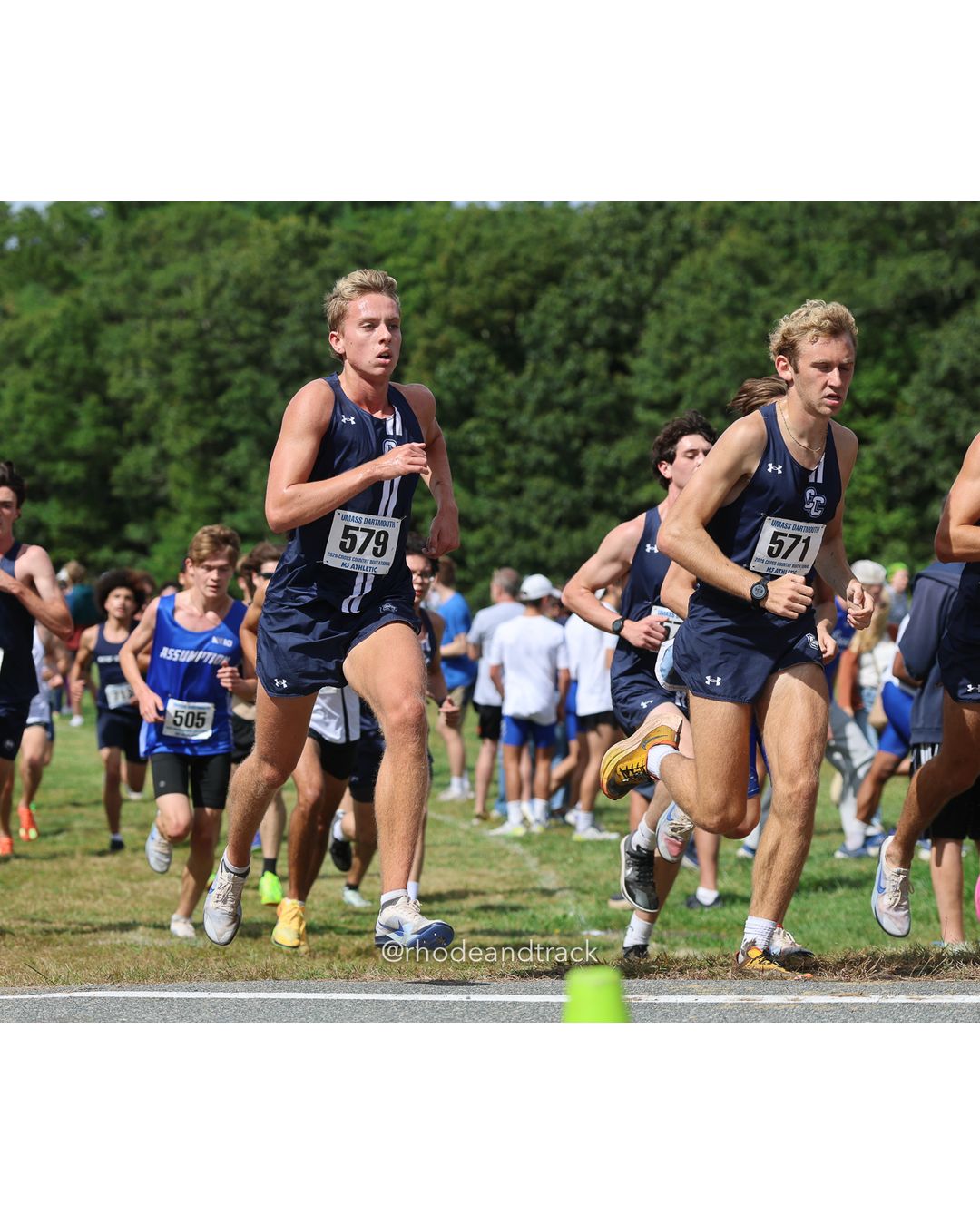 #579 Tristen McDonough, Connecticut College, 8k Run - Men (Gold-35:cap), P96, 26:41.04; #571 Joshua Barzilai, Connecticut College, 8k Run - Men (Gold-35:cap), P121, 27:11.55; #505 Austin Cipriano, Assumption, 8k Run - Men (Gold-35:cap), P136, 27:35.15 - 2026 UMass Dartmouth XC Invitational - UMass Dartmouth - Dartmouth, Massachusetts - September 19, 2026 File: ./260919-2026-UMass-Dartmouth-XC-Invitational-95-398A5295.jpg #579 Tristen McDonough, Connecticut College, 8k Run - Men (Gold-35:cap), P96, 26:41.04; #571 Joshua Barzilai, Connecticut College, 8k Run -…